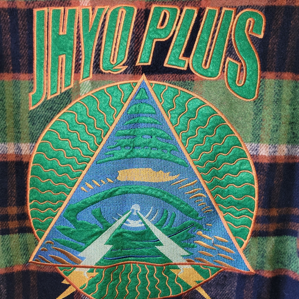 JHYQ Green & Navy Plaid Button-Front Men's Shirt Jacket SZ LARGE - Picture 3 of 9